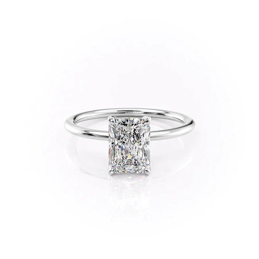 The Petal Kamellie Set With A 3 Carat Radiant Moissanite