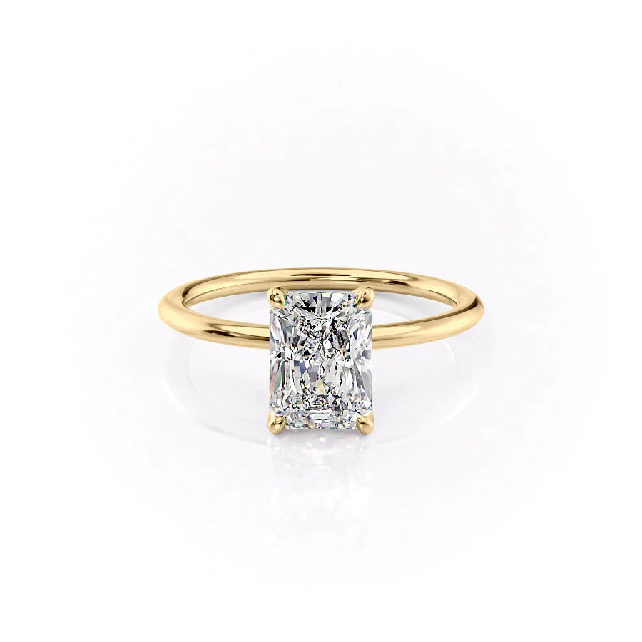 The Petal Kamellie Set With A 5 Carat Radiant Moissanite