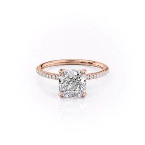 The Pave Petal Kamellie Set With A 2.5 Carat Cushion Lab Diamond