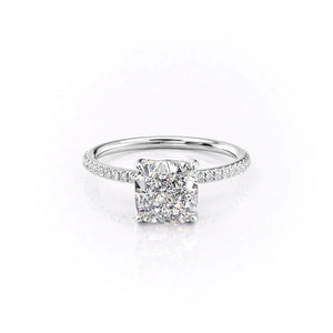 The Pave Petal Kamellie Set With A 3 Carat Cushion Lab Diamond