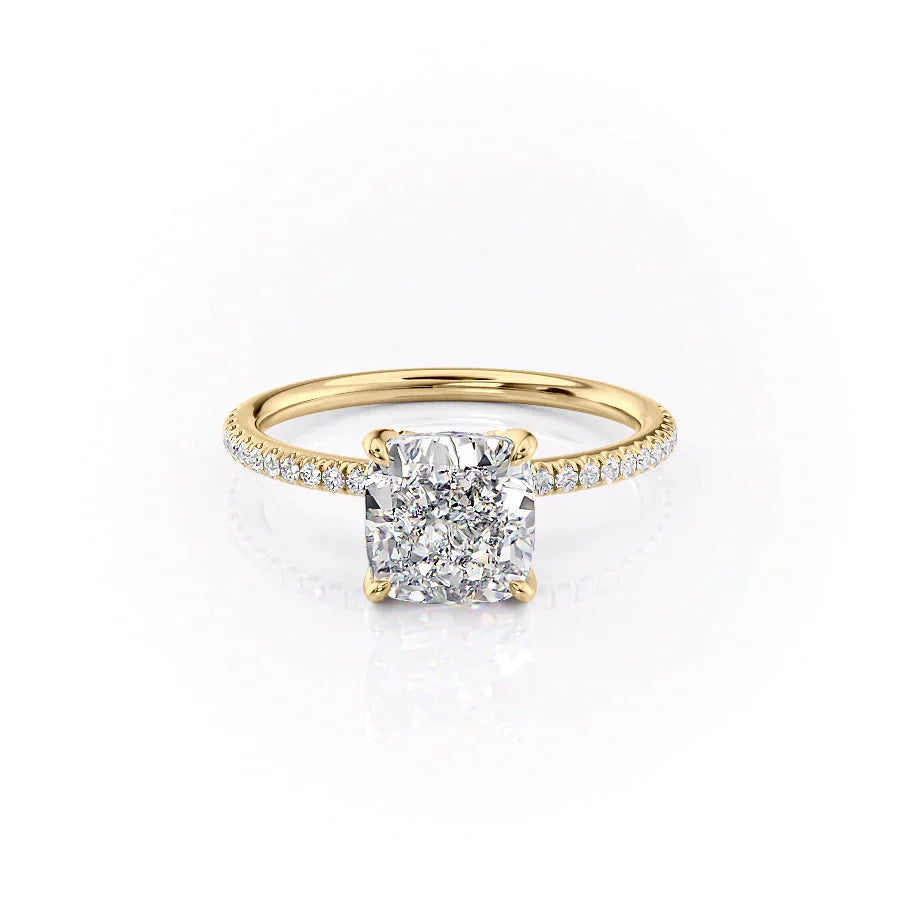 The Pave Petal Kamellie Set With A 1 Carat Cushion Lab Diamond