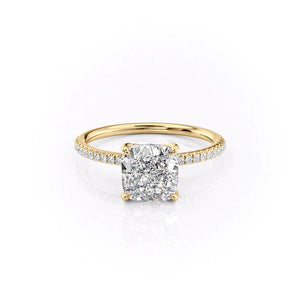 The Pave Petal Kamellie Set With A 3 Carat Cushion Lab Diamond