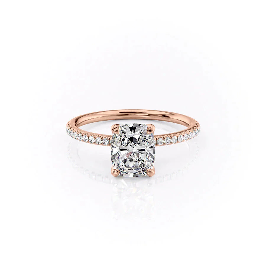 The Pave Petal Kamellie Set With A 1 Carat Elongated Cushion Lab Diamond