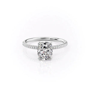 The Pave Petal Kamellie Set With A 3 Carat Elongated Cushion Lab Diamond