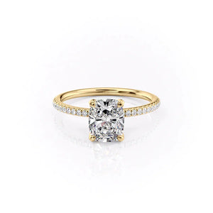 The Pave Petal Kamellie Set With A 1 Carat Elongated Cushion Lab Diamond