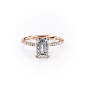 The Pave Petal Kamellie Set With A 1.5 Carat Emerald Lab Diamond