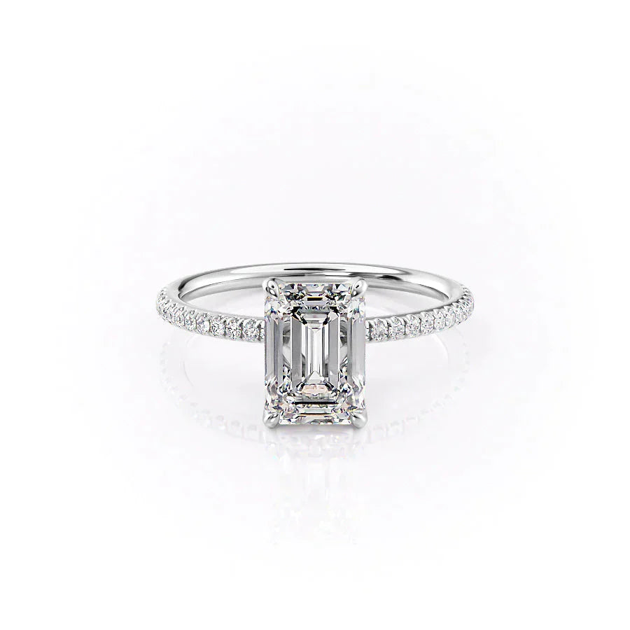 The Pave Petal Kamellie Set With A 1.5 Carat Emerald Lab Diamond