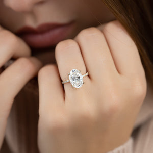 The Pave Petal Kamellie Set With A 2 Carat Oval Lab Diamond