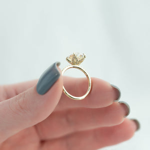 The Pave Petal Kamellie Set With A 2 Carat Oval Lab Diamond