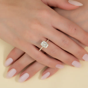 The Pave Petal Kamellie Set With A Radiant Lab Diamond