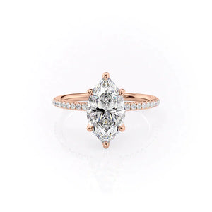 The Pave Petal Kamellie Set With A 1.5 Carat Marquise Lab Diamond