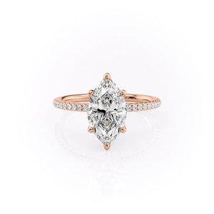The Pave Petal Kamellie Set With A Marquise Moissanite