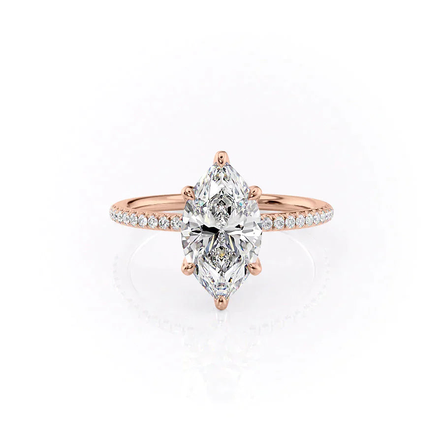 The Pave Petal Kamellie Set With A 3 Carat Marquise Lab Diamond