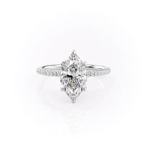 The Pave Petal Kamellie Set With A Marquise Moissanite