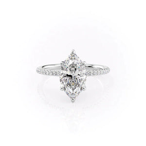 The Pave Petal Kamellie Set With A 3 Carat Marquise Lab Diamond