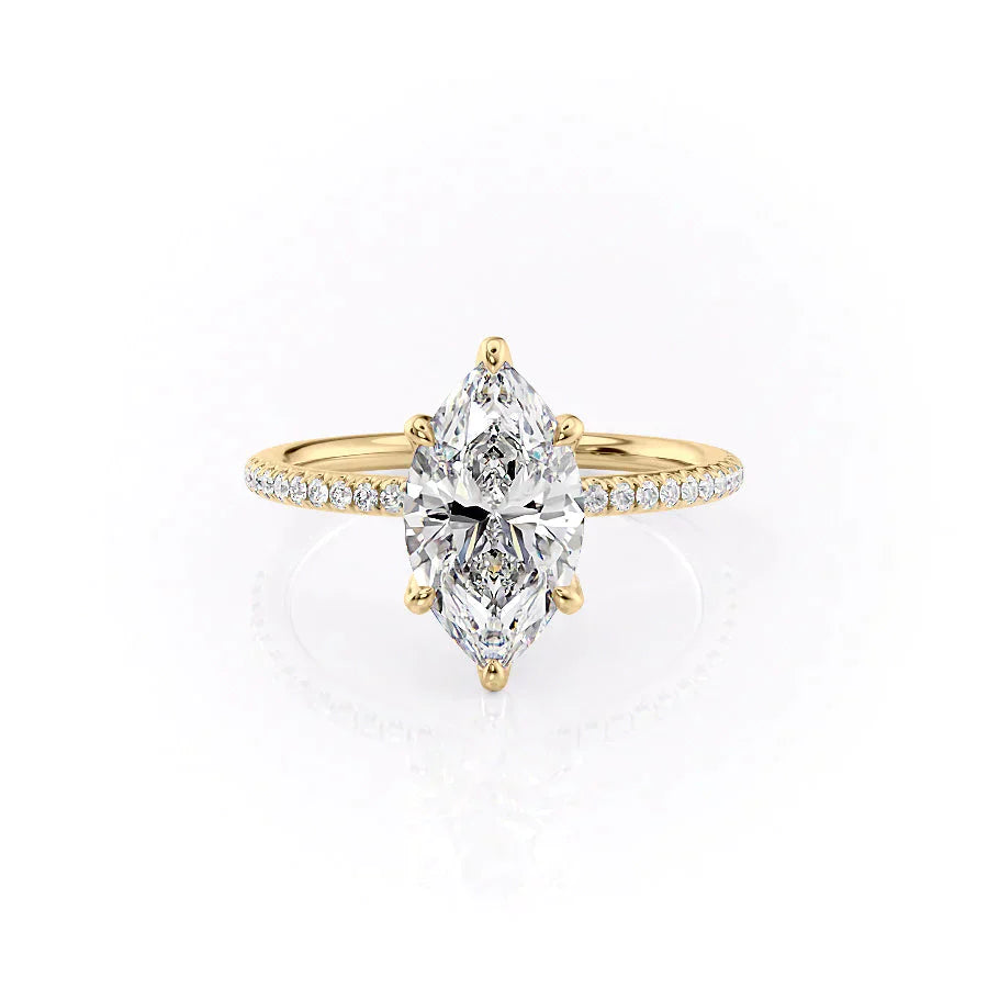The Pave Petal Kamellie Set With A 2.5 Carat Marquise Lab Diamond