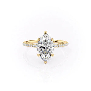 The Pave Petal Kamellie Set With A 3 Carat Marquise Lab Diamond