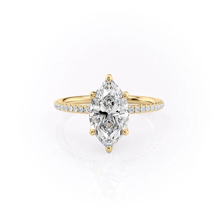 The Pave Petal Kamellie Set With A Marquise Moissanite