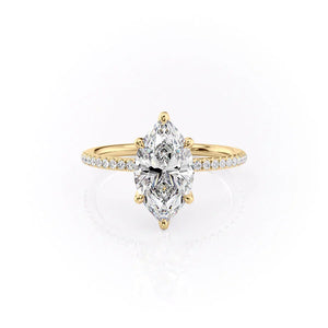 The Pave Petal Kamellie Set With A Marquise Moissanite