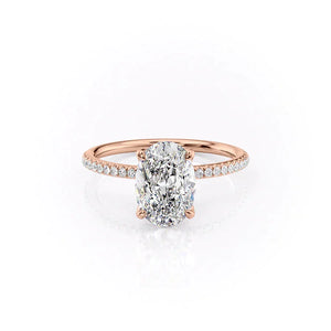 The Pave Petal Kamellie Set With A 3 Carat Oval Lab Diamond
