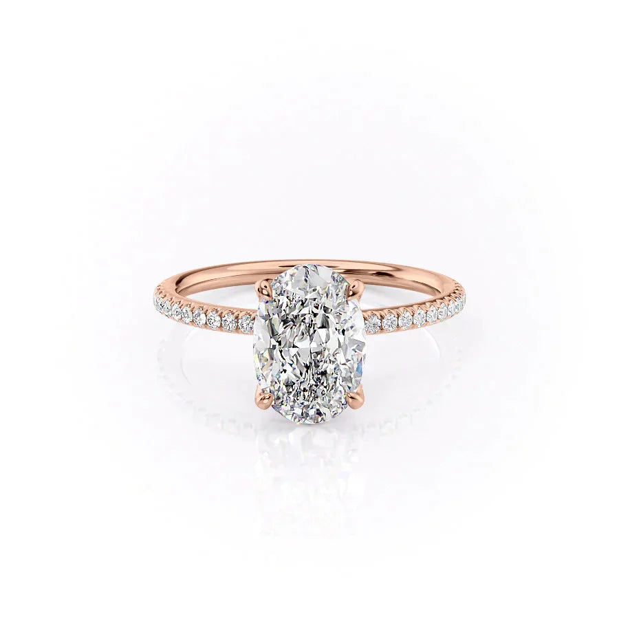 The Pave Petal Kamellie Set With A 1 Carat Oval Lab Diamond