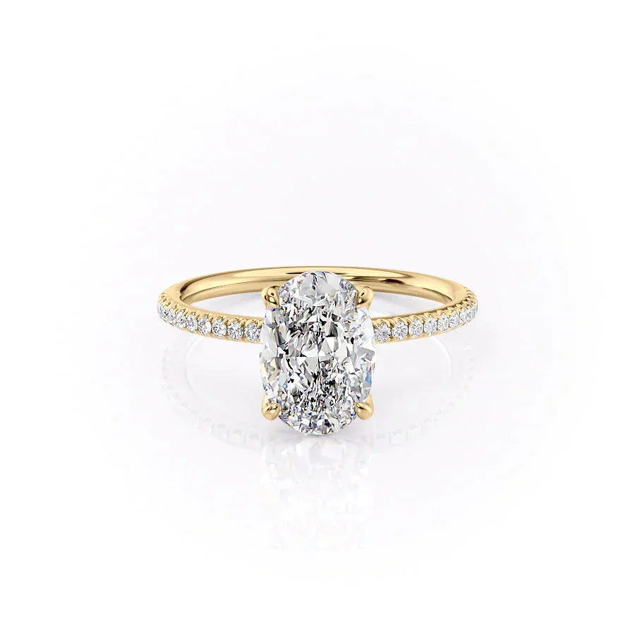 The Pave Petal Kamellie Set With A 1 Carat Oval Lab Diamond