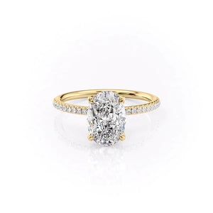 The Pave Petal Kamellie Set With A 1 Carat Oval Lab Diamond