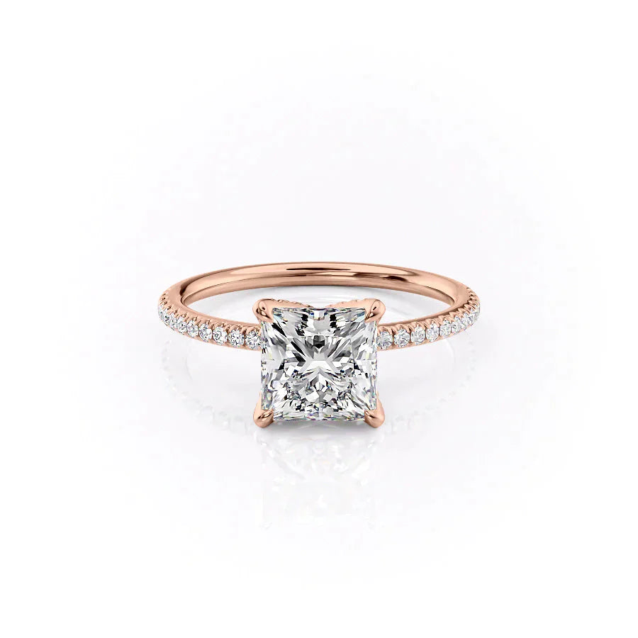The Pave Petal Kamellie Set With A 2 Carat Princess Lab Diamond