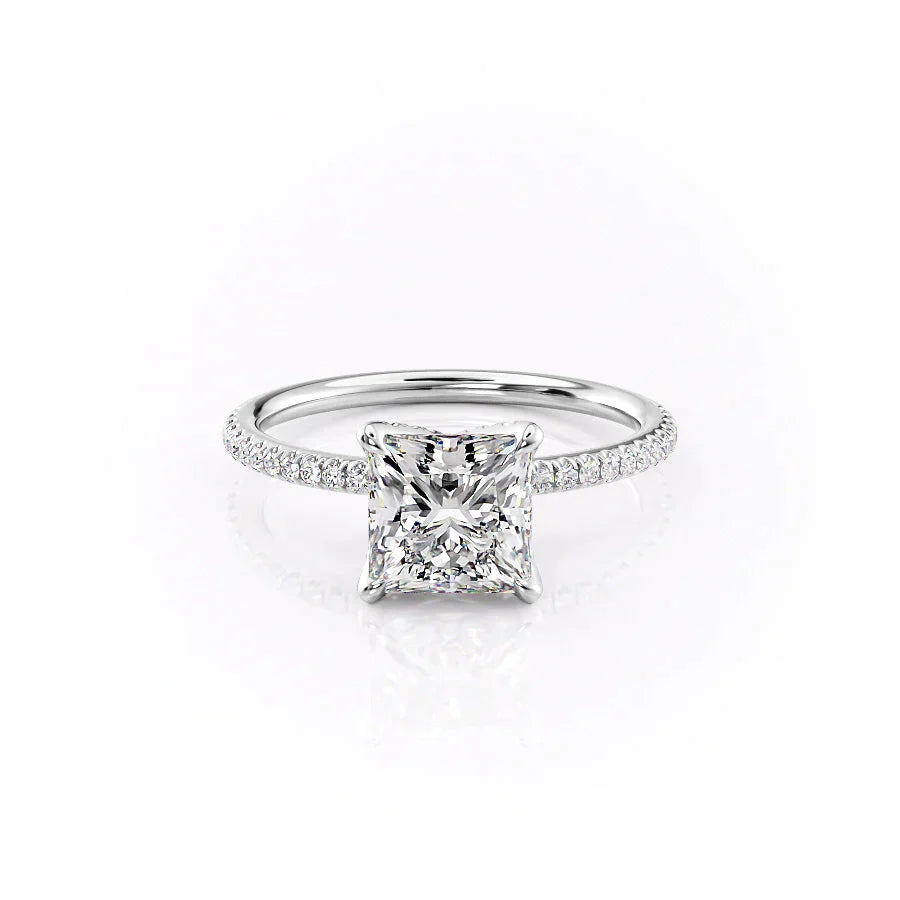 The Pave Petal Kamellie Set With A 2 Carat Princess Lab Diamond