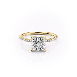 The Pave Petal Kamellie Set With A 1 Carat Princess Lab Diamond