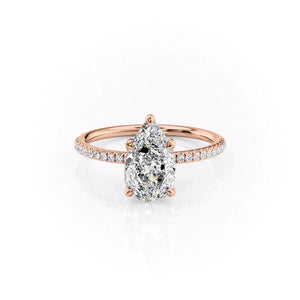 The Pave Petal Kamellie Set With A 1 Carat Pear Lab Diamond