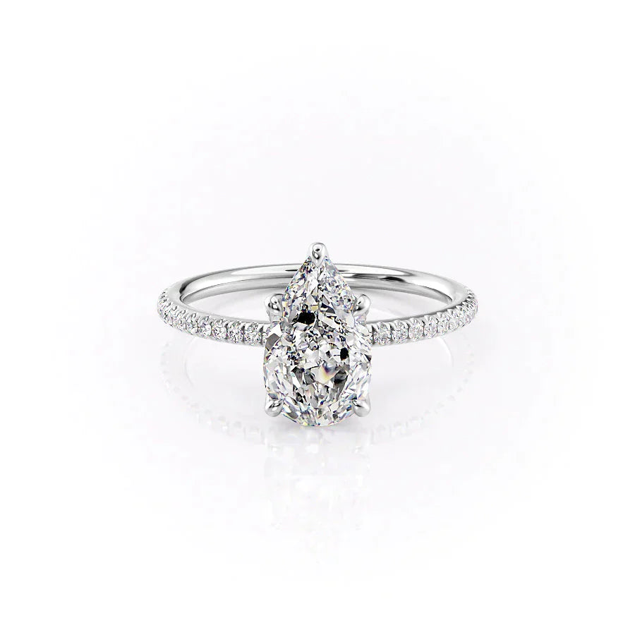 The Pave Petal Kamellie Set With A 1.5 Carat Pear Lab Diamond