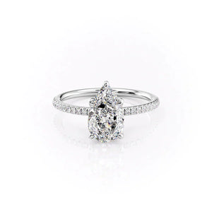 The Pave Petal Kamellie Set With A 2 Carat Pear Lab Diamond