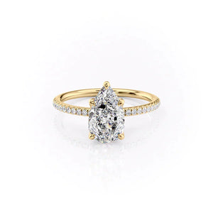The Pave Petal Kamellie Set With A 1 Carat Pear Lab Diamond