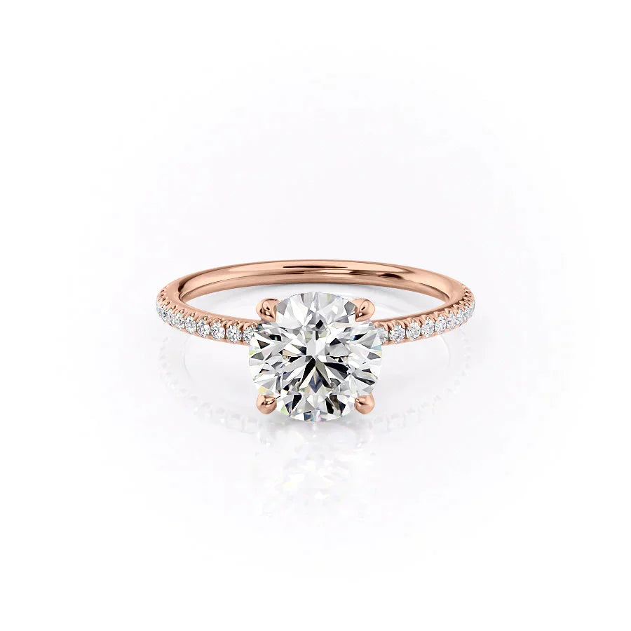 The Pave Petal Kamellie Set With A 3 Carat Round Lab Diamond