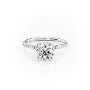 The Pave Petal Kamellie Set With A 2.5 Carat Round Lab Diamond