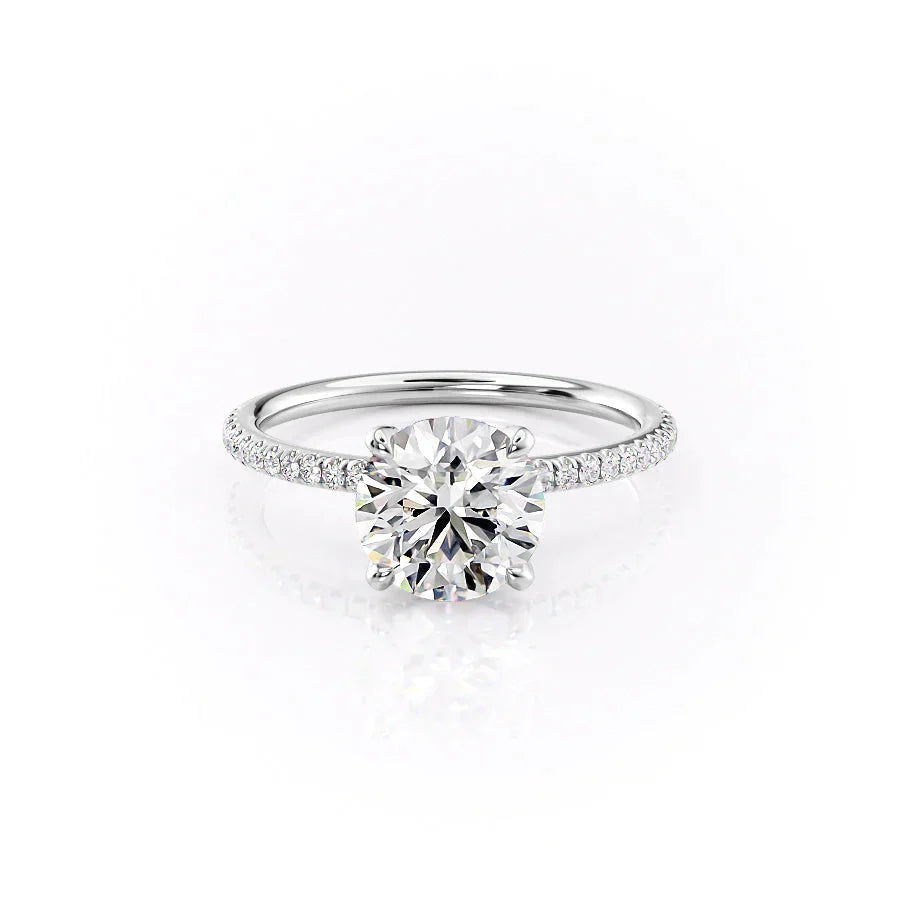 The Pave Petal Kamellie Set With A 3 Carat Round Lab Diamond