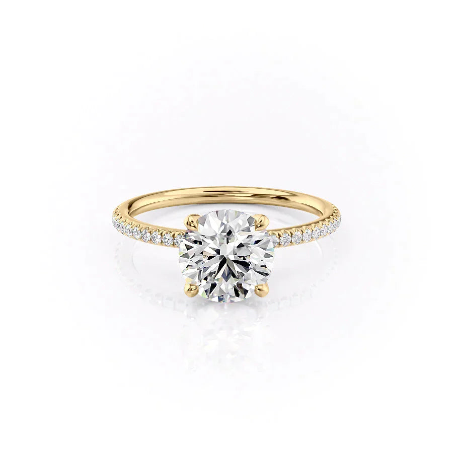 The Pave Petal Kamellie Set With A 1.5 Carat Round Lab Diamond