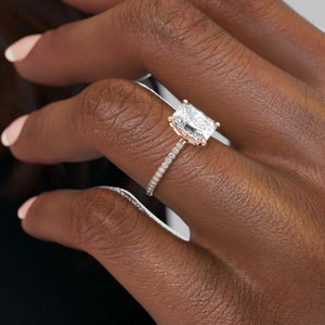The Pave Petal Kamellie Set With A 1 Carat Radiant Lab Diamond