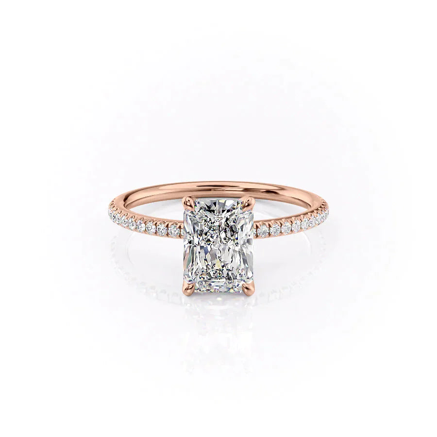 The Pave Petal Kamellie Set With A 1.5 Carat Radiant Lab Diamond