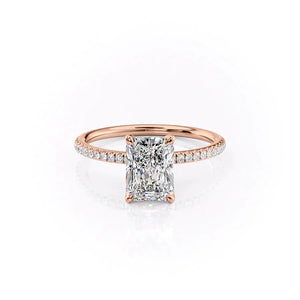 The Pave Petal Kamellie Set With A 1.5 Carat Radiant Lab Diamond