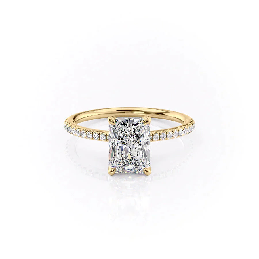 The Pave Petal Kamellie Set With A 3 Carat Radiant Lab Diamond