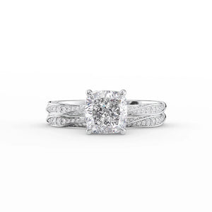 The Caroline Set With A 5 Carat Cushion Moissanite