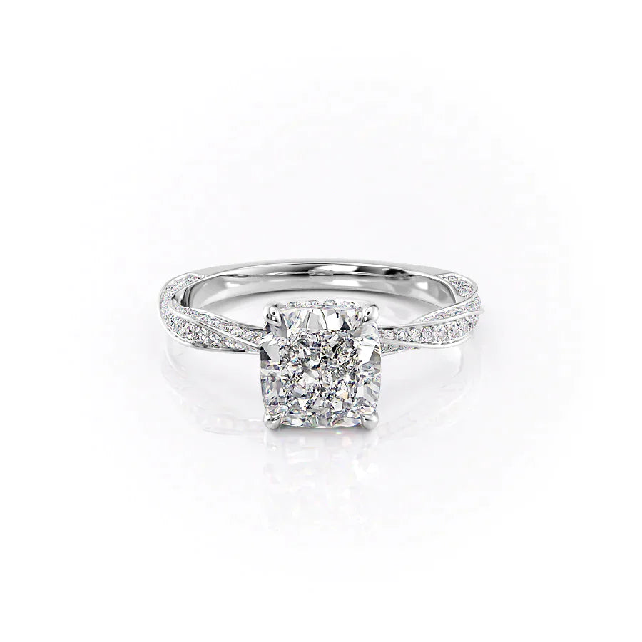 The Caroline Set With A 3 Carat Cushion Lab Diamond