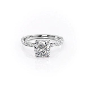 The Caroline Set With A 4.5 Carat Cushion Moissanite
