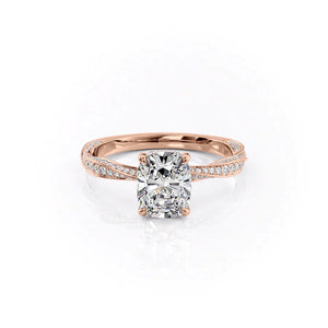 The Caroline Set With A 1.5 Carat Elongated Cushion Moissanite