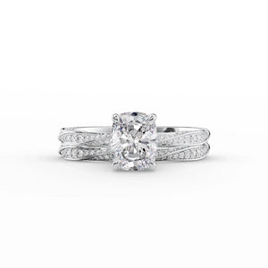 The Caroline Set With A 2 Carat Elongated Cushion Moissanite