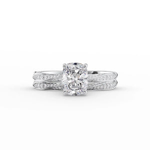 The Caroline Set With A 3.5 Carat Elongated Cushion Moissanite