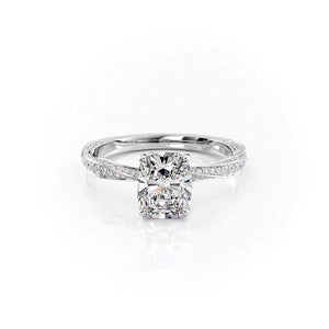 The Caroline Set With A 2 Carat Elongated Cushion Lab Diamond