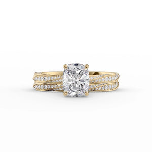The Caroline Set With A 2.5 Carat Elongated Cushion Lab Diamond